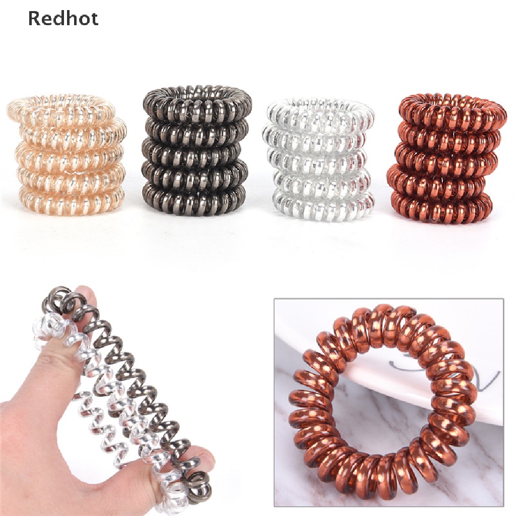 1 / 5 Dây Buộc Tóc Lò Xo Xoắn Cao Su Co Giãn Hot!