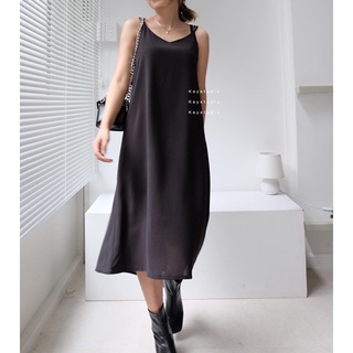 [KAYSTUDIO] ĐẦM LỤA ĐEN HAI DÂY