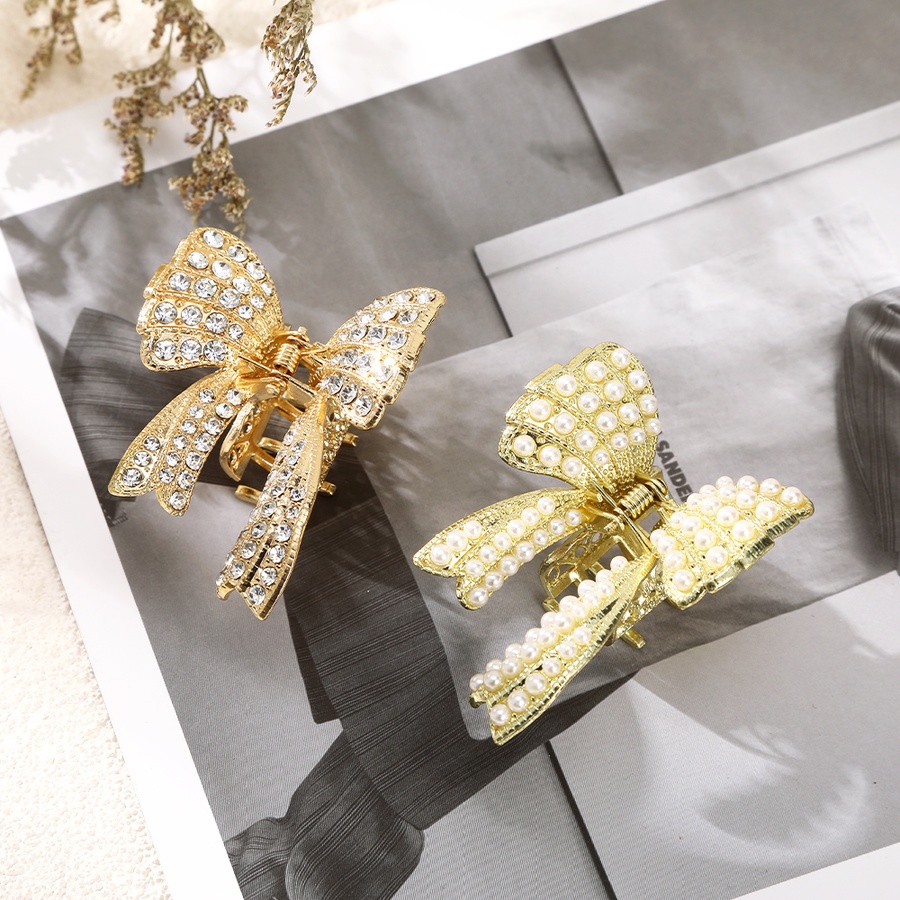 Kẹp Tóc Hợp Kim Đính Đá Và Ngọc Trai Nhân Tạo Toàn Diện Phong Cách Hàn Quốc Dành Cho Nữ