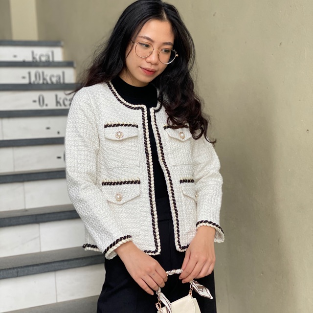 Áo tweet trắng nhũ