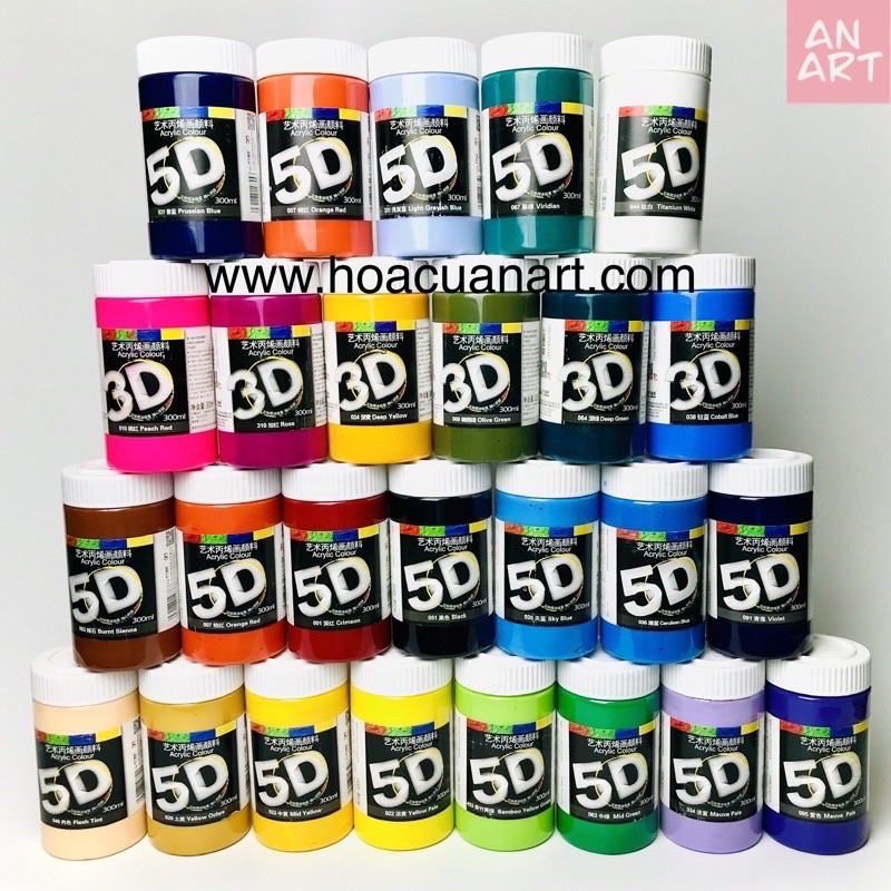 Màu Acrylic 3D - 5D 300ml Lọ Nguyên - Bảng Màu 1