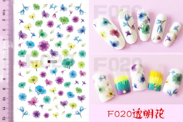 Sticker hình hoa 3d dán móng tay