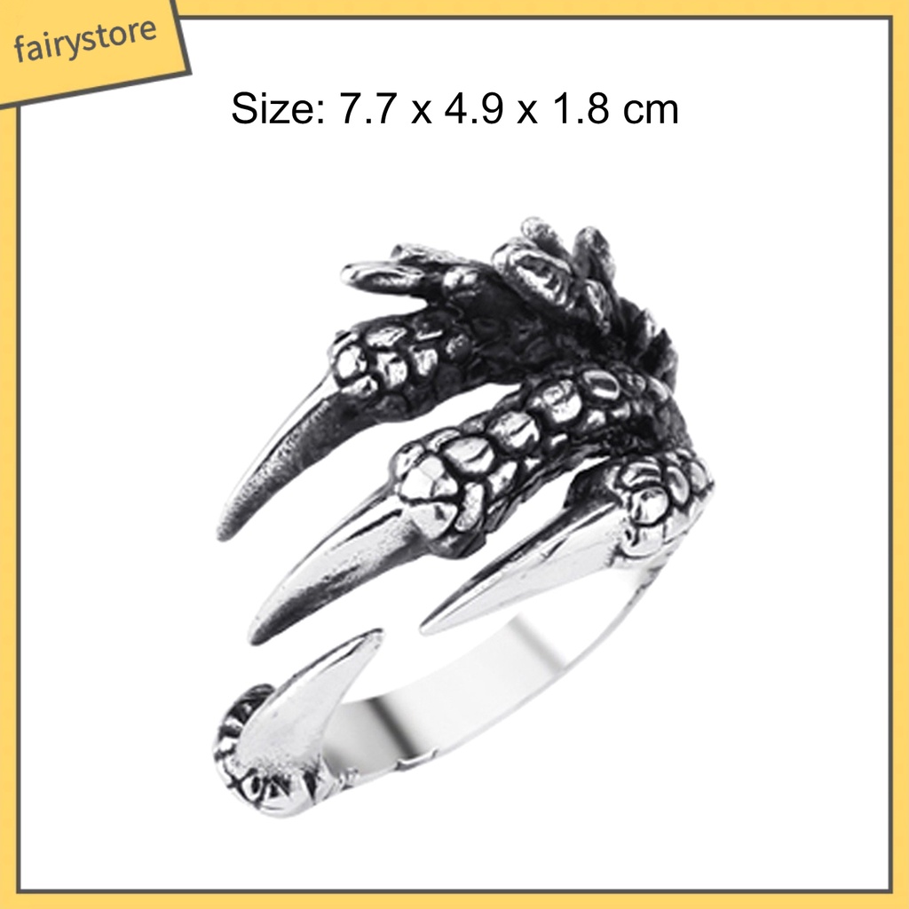 Nhẫn Thép Titan Hình Móng Vuốt Rồng Thiết Kế Ấn Tượng