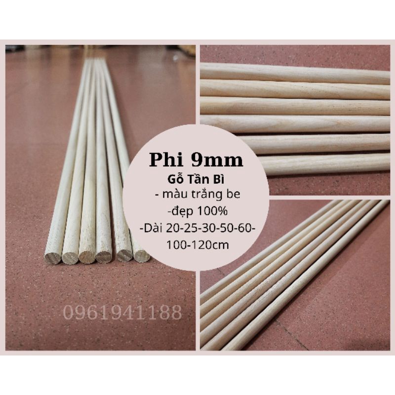 Thanh Gỗ Tròn Phi 9mm Gỗ Tần Bì