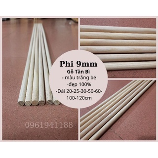 Thanh gỗ tròn phi 9mm gỗ tần bì