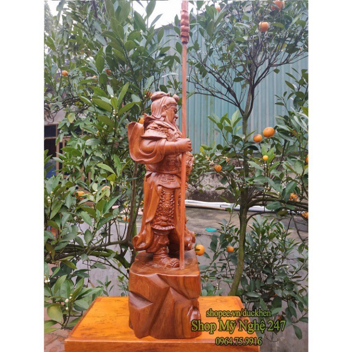 [GIA RE] Tượng Quan Công Chống Đao Mini  Tượng Gỗ Quan Vân Trường Chạm khắc tinh xảo, tượng cao cấp