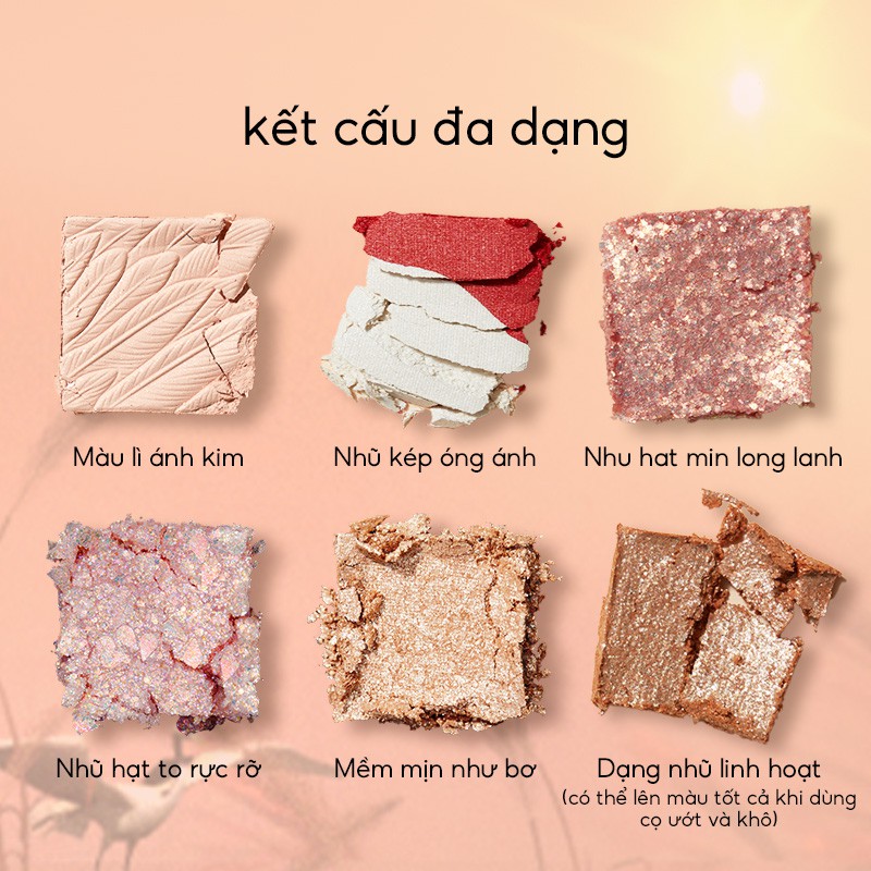 Bảng Phấn Mắt Perfect Diary 12 Màu 14g Hiệu Ứng Ánh Kim Mịn Kèm Cọ Trang Điểm