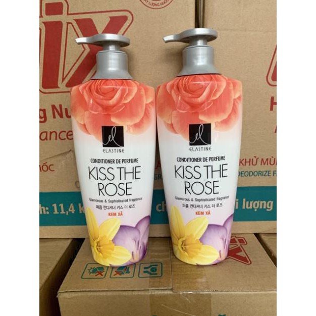 Dầu xả mượt tóc hương nước hoa Elastine Kiss The Rose 600ml