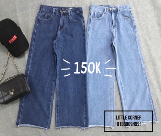 Quần culottes jeans baggy ống rộng ảnh thật