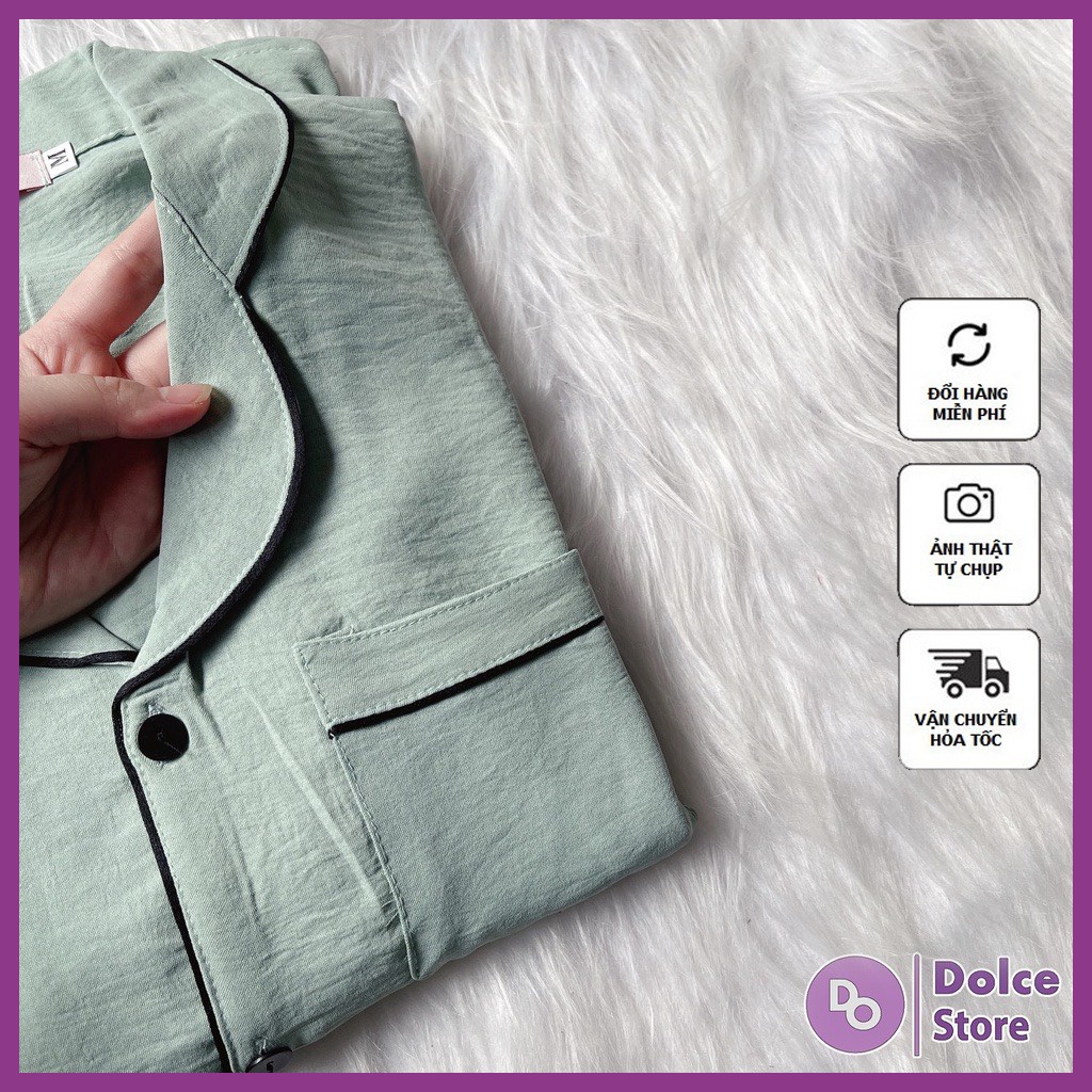 Bộ pijama ngủ dáng dài, bộ ngủ mặc nhà, bộ ngủ sau sinh chất liệu đũi Hàn siêu thoáng mát - Dolce