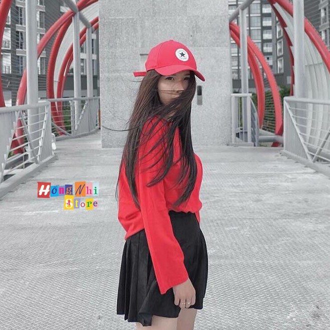 ÁO THUN TAY DÀI TRƠN DÁNG RỘNG MÀU ĐỎ LONG TEE RED UNISEX - MM