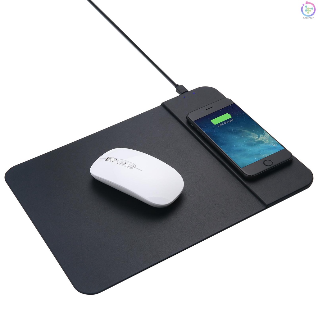 10W Wireless Charging Mouse Pad 2 in 1 Multifunctional Wireless Quick Charge Ultra-thin Non-slip Phone Charge Board Black