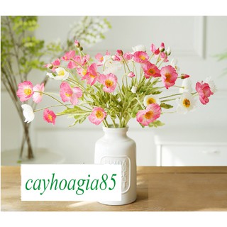 Hoa giả - Cành Hoa Anh Túc lụa phủ phấn