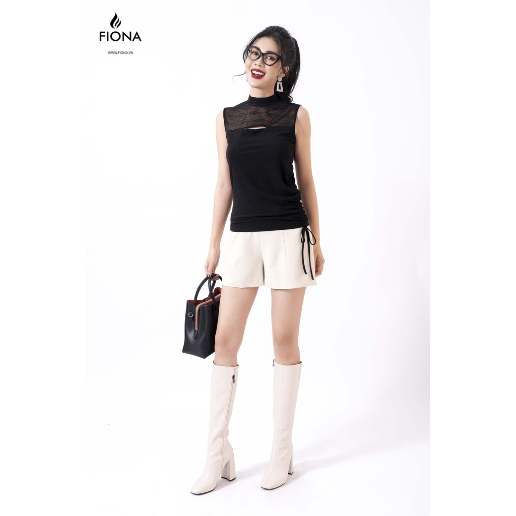 Áo sát nách nữ Fiona áo ba lỗ rút nhún sườn chất liệu cotton F520514