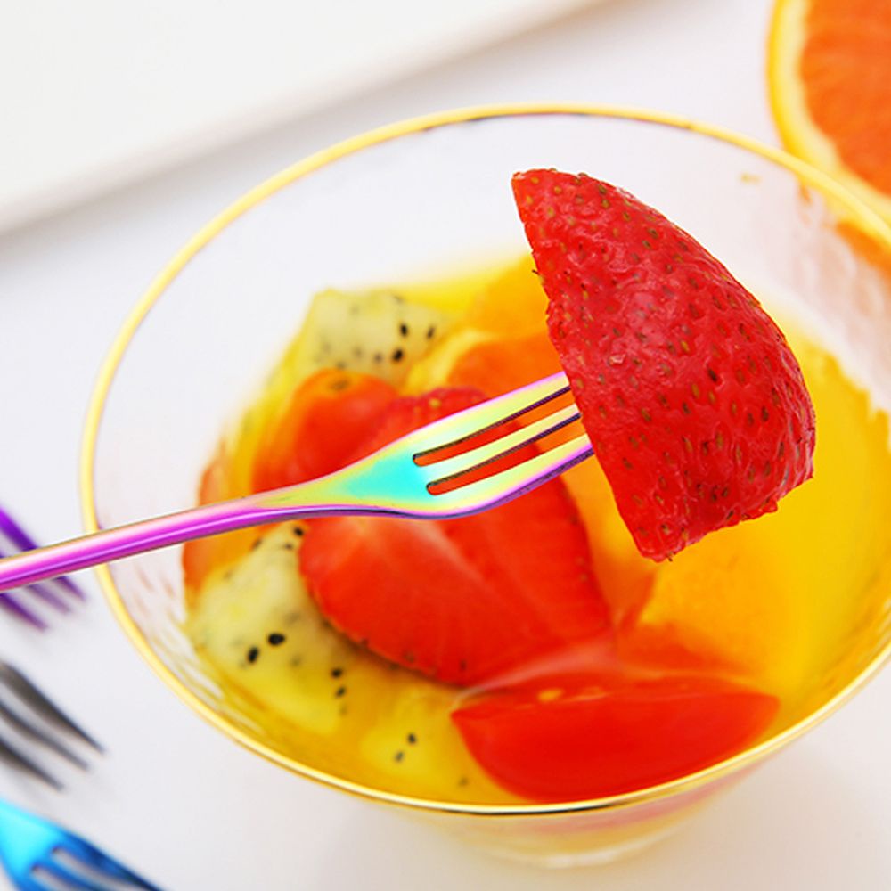 Muỗng cà phê bằng thép không gỉ thiết kế hình nhánh lá nhiều màu sắc độc đáo