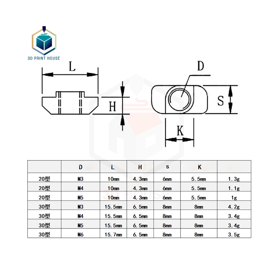 Tán T (Tán Xoay T) Cho Nhôm Định Hình 2020 3030 (10con)