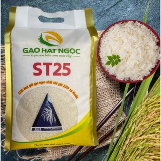Gạo Thơm Đặc Sản ST25 Gạo Hạt Ngọc Túi 5Kg - Cơm mềm dẻo, vị ngọt, thơm nhẹ - Đạt giải gạo ngon nhất thế giới 2019 thumbnail