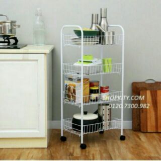 Kệ sắt để đồ 4 tầng có bánh xe