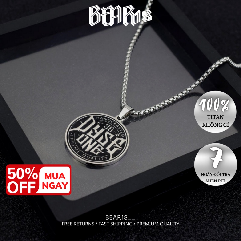Dây chuyền mặt tròn màu đen cá tính chất liệu thép titan không gỉ, unisex phù hợp cho nam và nữ BEAR18 - VC109