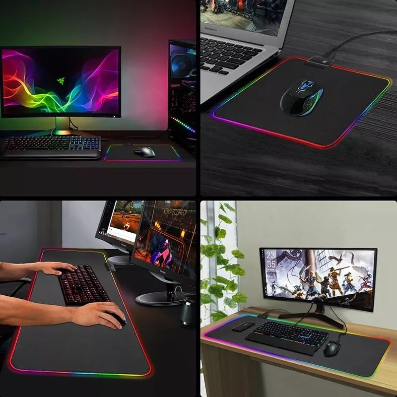 Lót chuột Rasure Gaming RGB MousePad, chống nước cực đẹp, 14 Backlighting USB Powered Plug and Play for Games Office