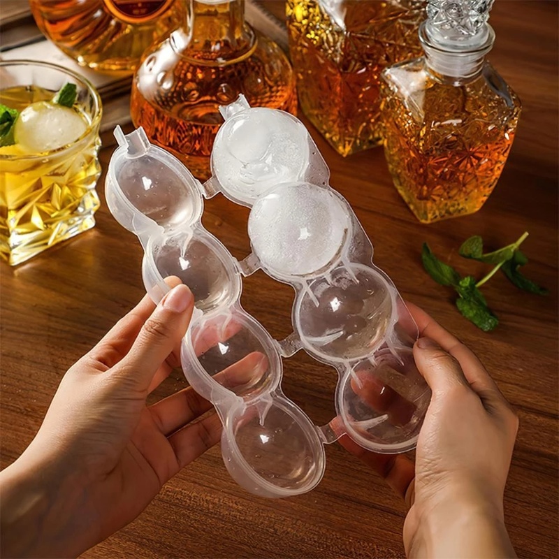 Khuôn Làm Đá Bi 4 Ngăn Hình Tròn Bằng Nhựa Trong Suốt 23 * 5.5CM
