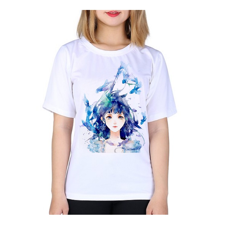 Áo Thun Nữ In Hình Dễ Thương Andromeda màu Trắng Cổ Tròn