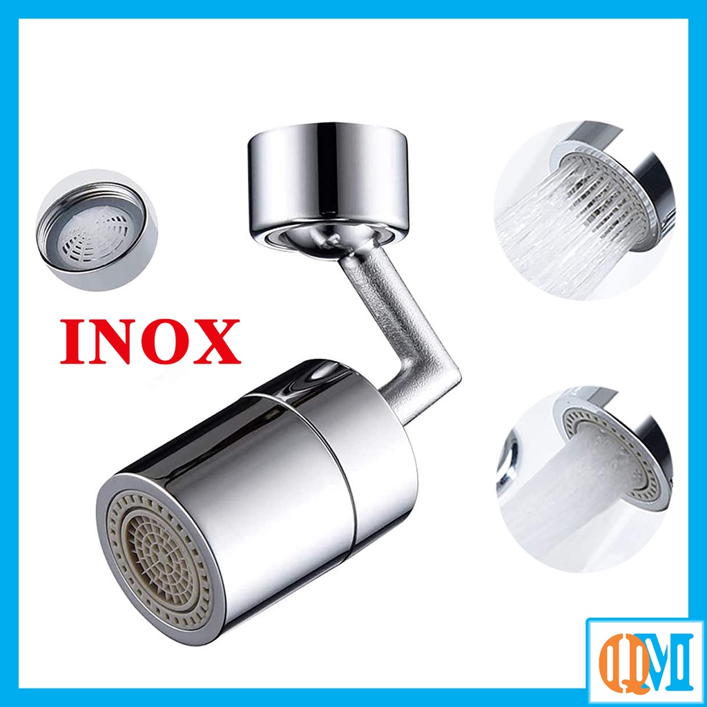 Đầu vòi nước, vòi tăng áp Lavabo 2 chế độ nước có thể xoay 720 độ chất liệu INOX bóng