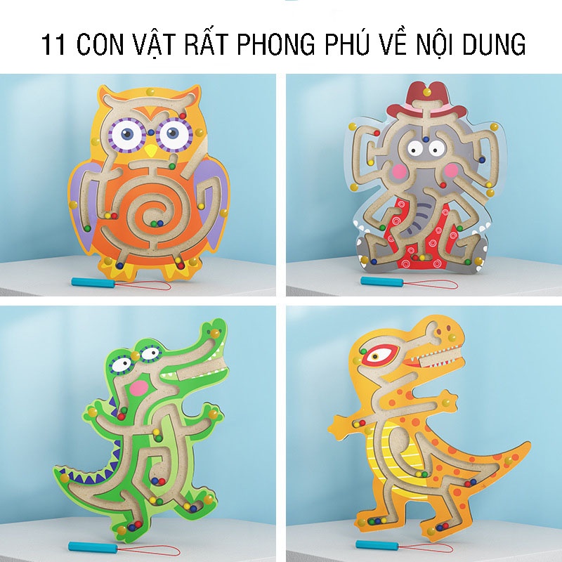 Mê cung nam châm gỗ, đồ chơi an toàn rèn luyện kỹ năng, tính tập trung kiên nhẫn, khéo léo chính xác, tư duy logic