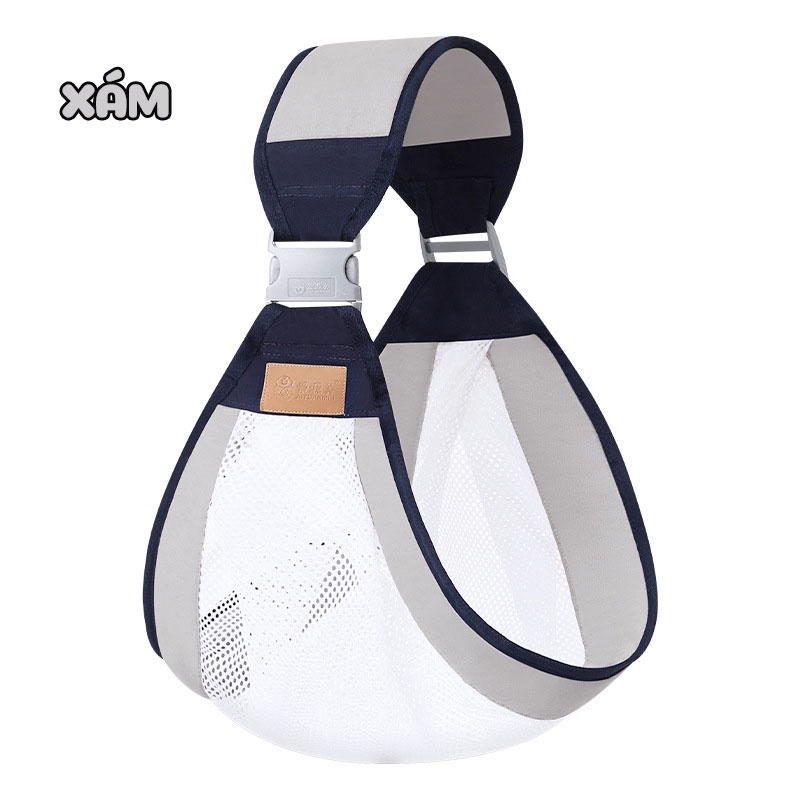 Địu cho bé lưới thoáng khí gấp gọn gàng, thiết kế TRỢ LỰC khi bế bé - Mô Mô Home