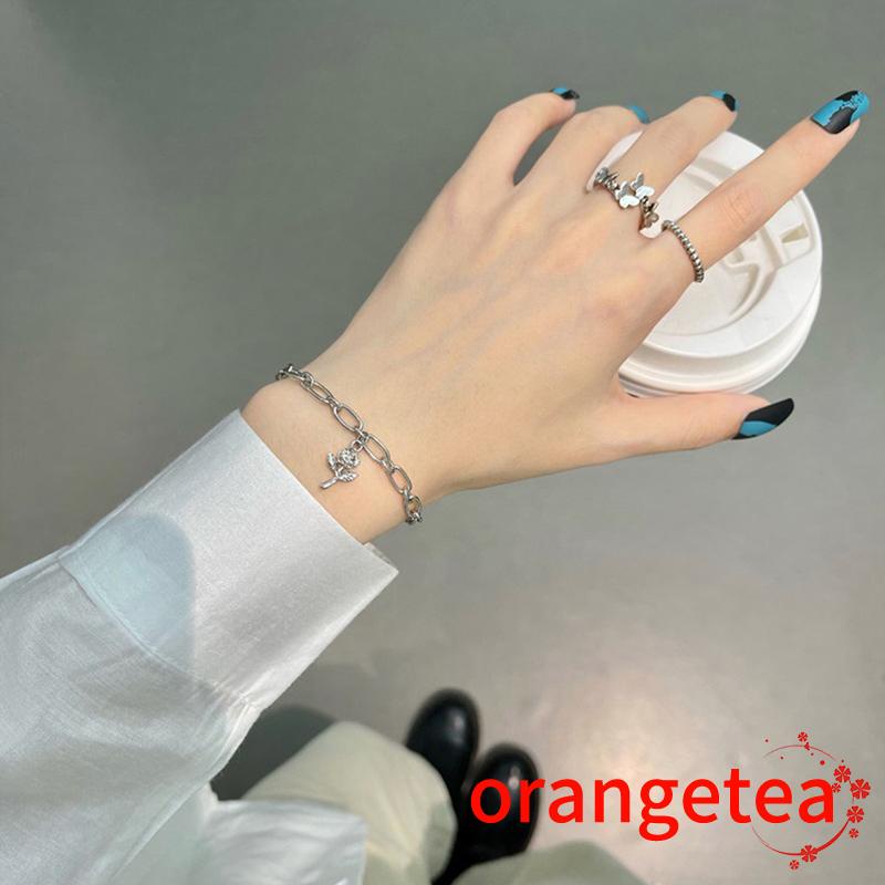 ORT-Little Vòng tay màu trơn thiết kế hoa hồng tươi mới đơn giản cá tính
