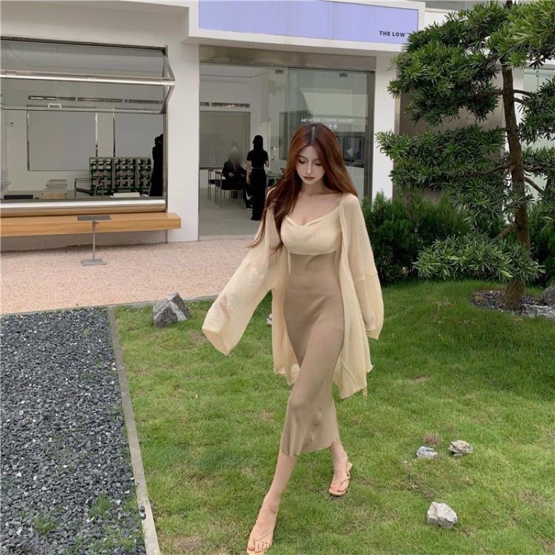 Set Váy 2 Dây Body Đuôi Cá & Áo khoác Cardigan