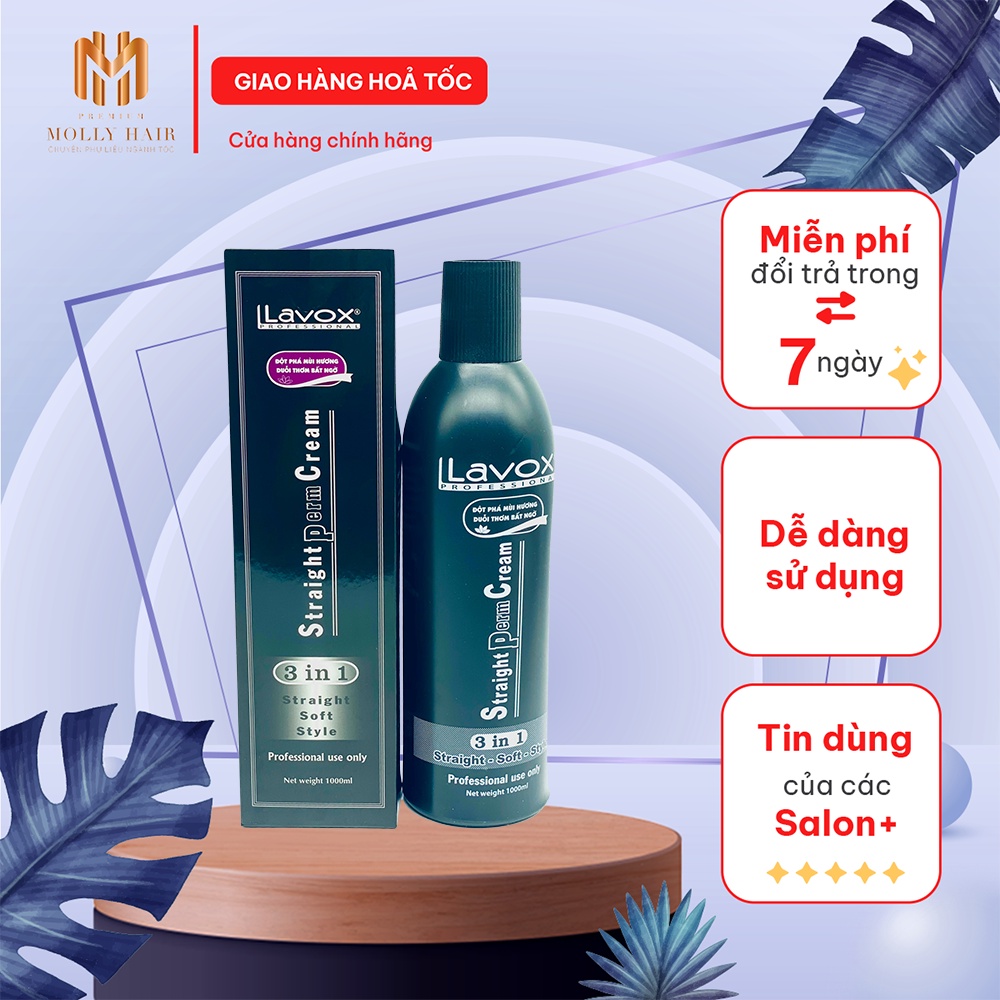 Thuốc duỗi tóc 3in1 MollyHairShopp thương hiệu Lavox, thẳng mượt, siêu dưỡng tóc, phục hồi phù hợp mọi loại tóc1000ml