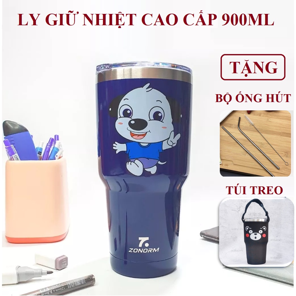 Bộ Ly giữ nhiệt Thái Lan 900ml (Gồm Ly + túi giữ nhiệt + 2 ống hút inox + 1 cọ rửa) Giao mẫu ngẫu nhiên