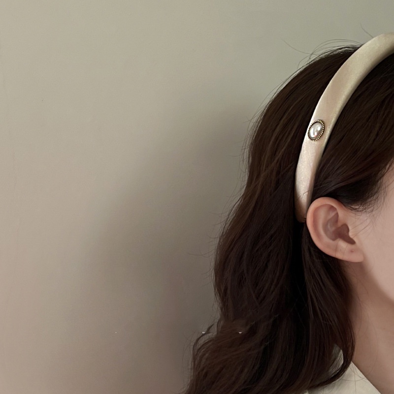 Kẹp Tóc Vải Satin Đính Ngọc Trai Phong Cách Hepburn Cao Cấp Kiểu Pháp Thanh Lịch Dành Cho Bạn Gái