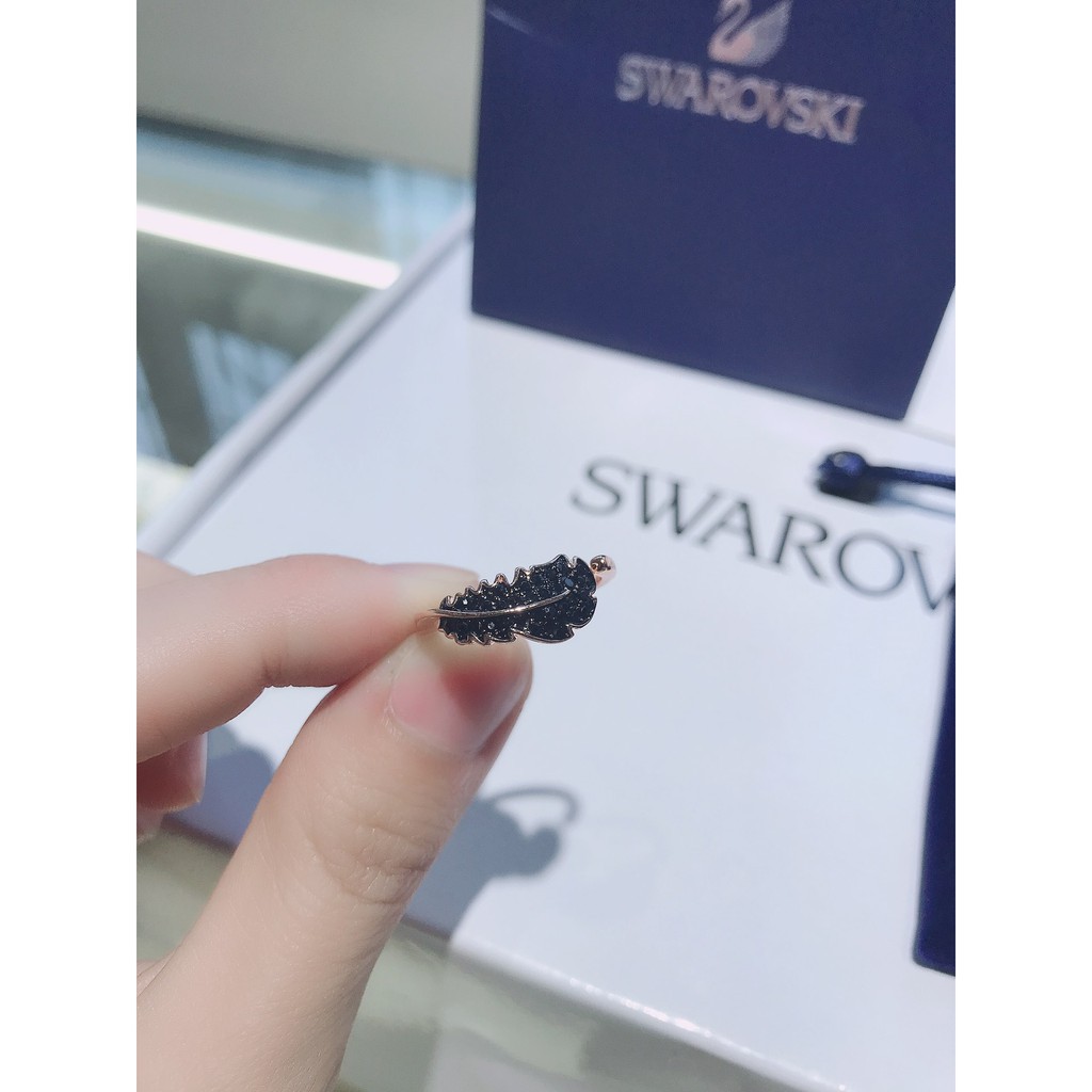 Nhẫn Mạ Vàng Hồng Hình Lông Vũ Đính Đá Swarovski 5495296