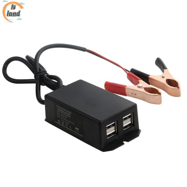 Bộ Chuyển Đổi Sạc Nhanh Usb 4 Trong 1 Có Kẹp Gắn Bình Ắc Quy / Đèn Led / Loa Xe Máy Cho Điện Thoại