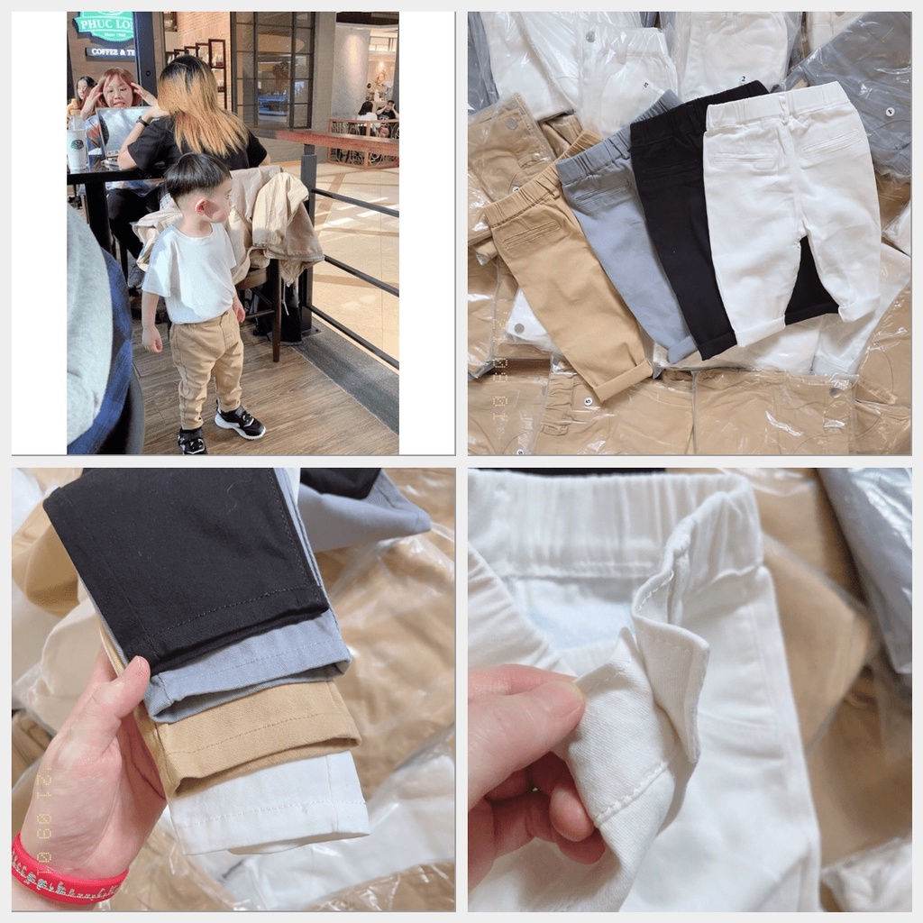 Quần dài kaki chất mềm đính cúc basic trơn kiểu dáng cực đẹp cho bé trai bé gái  Namkidshop
