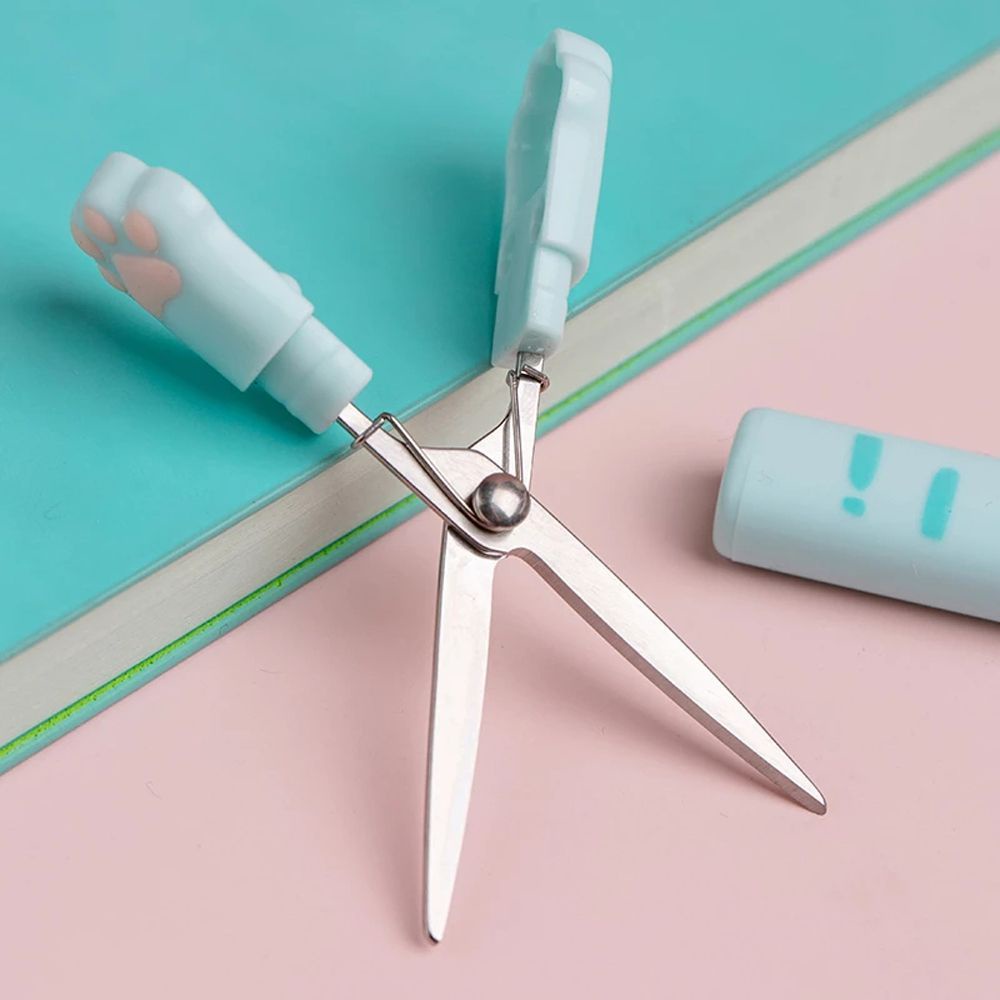 Kéo gấp mini bằng thép không gỉ họa tiết chân mèo đáng yêu đa năng