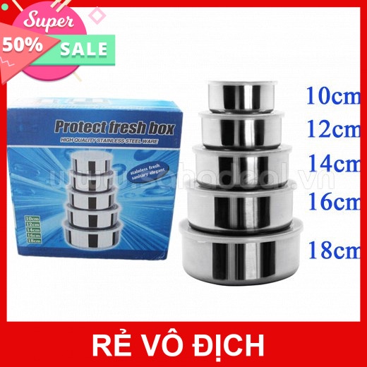 [5❤️][FREESHIP] BỘ 5 THỐ INOX CÓ NẮP ĐẬY (10CM 12CM 14CM 16CM VÀ 18CM) ( 5549) [HCM]