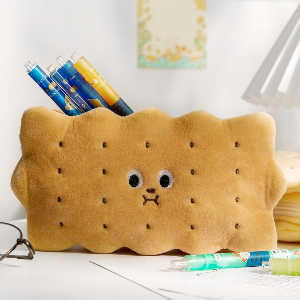 Túi Đựng Bút Hình Bánh Quy Bằng Lông Nhung Dễ Thương Xinh Xắn