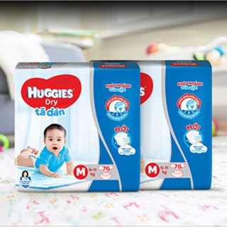 Bỉm - Tã dán Huggies size M - 76 miếng (Cho bé 6 - 11kg)

