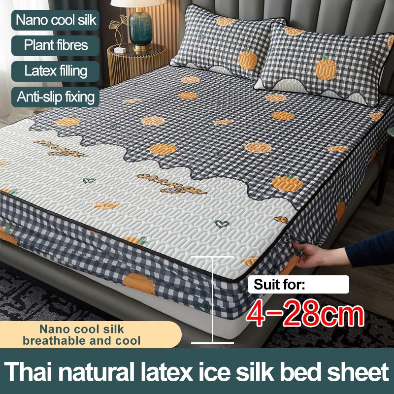 Mùa hè dày chăn nệm bọc King Queen quilted Ice Silk Bed Tấm chống vi khuẩn Nệm Topper Pad Giường thấm không khí