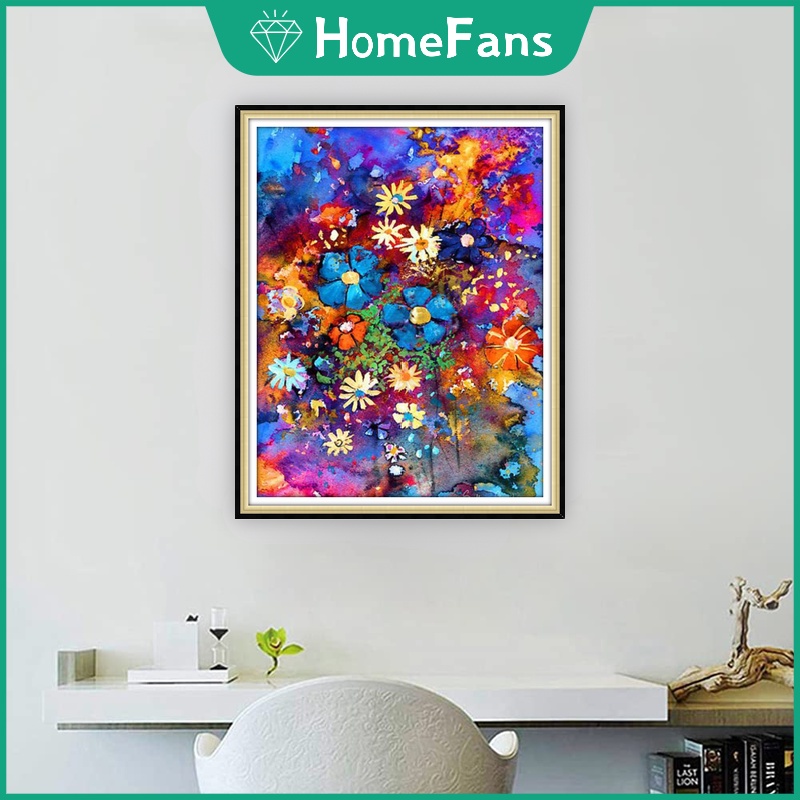 Bộ Tranh Đính Đá 5D Họa Tiết Hoa Nhiều Màu Độc Đáo Kích Thước 40x50cm Trang Trí Nhà Cửa