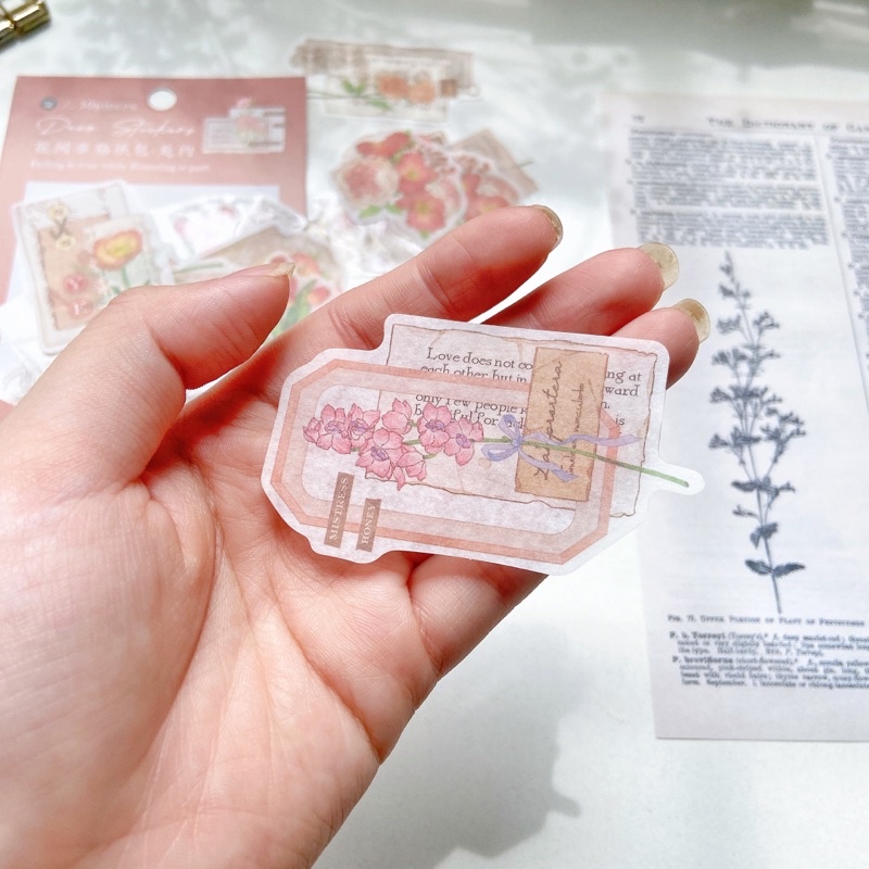 Túi 30 Sticker vintage trang trí sổ tay bullet journal