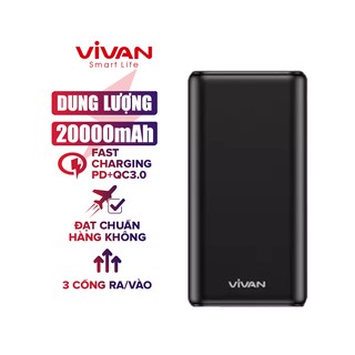 Pin sạc dự phòng vivan 20.000mah quick charge 3.0 22.5w 3 cổng sạc ra & 3 cổng sạc vào - vpb-h20s