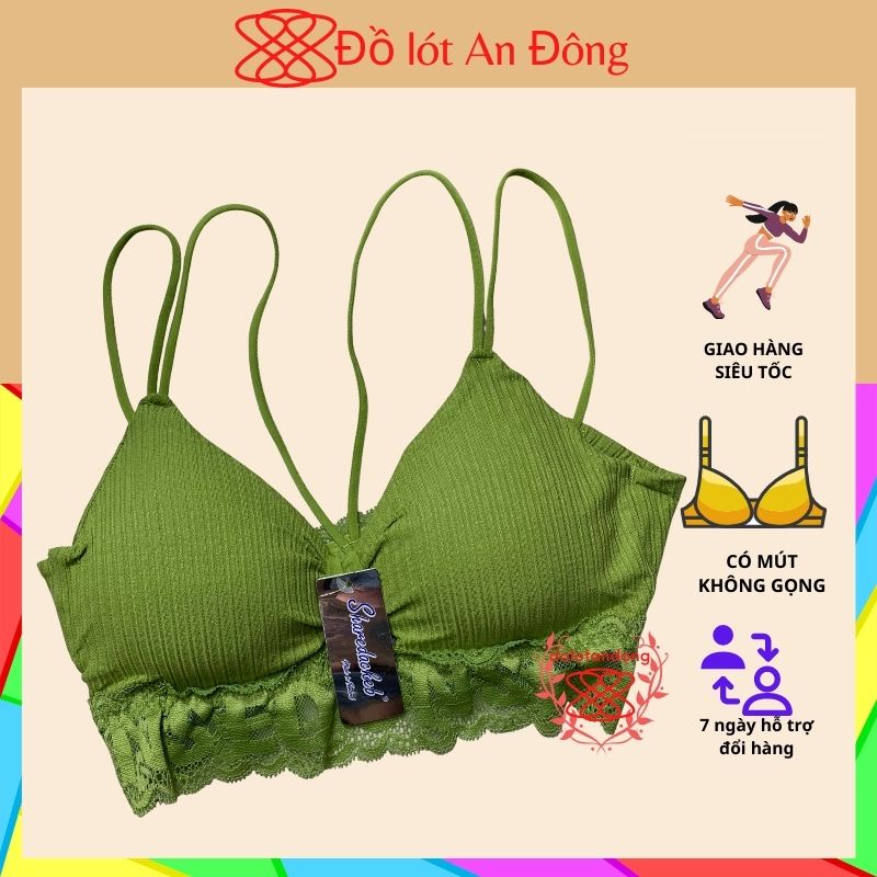 Áo lót nữ bra 4 dây có mút đệm nhẹ dệt kim thoáng mát tập yoga, freesize từ 42kg đến 58kg, đồ lót an đông, AL