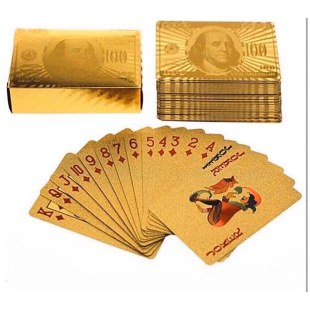Bộ bài mạ vàng tây 24k - bài tước tài lộc, may mắn ( siêu bền )