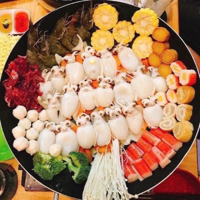 Mực Nang Nút Sạch ăn lẩu nướng khay 500g