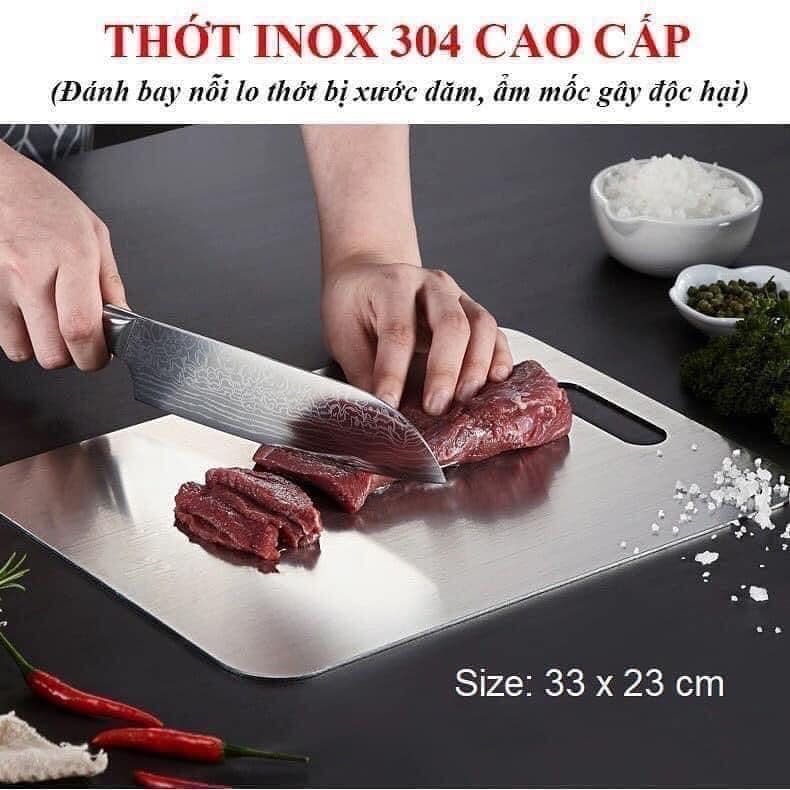 Thớt Inox 304, Cao Cấp Size Lớn 2 mặt, Kháng Khuẩn Cường Lực,Vệ Sinh Dễ Dàng, Rã Đông Nhanh , Chống Ẩm Mốc