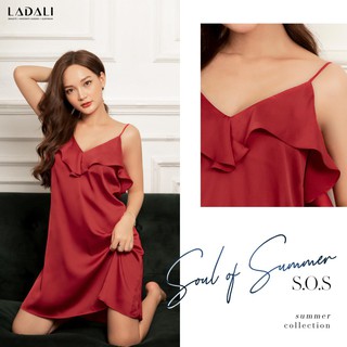 Váy ngủ lụa Ladali, váy ngủ 2 dây đẹp kín đáo, váy ngủ nữ cao cấp VN21 - Đen, Đỏ